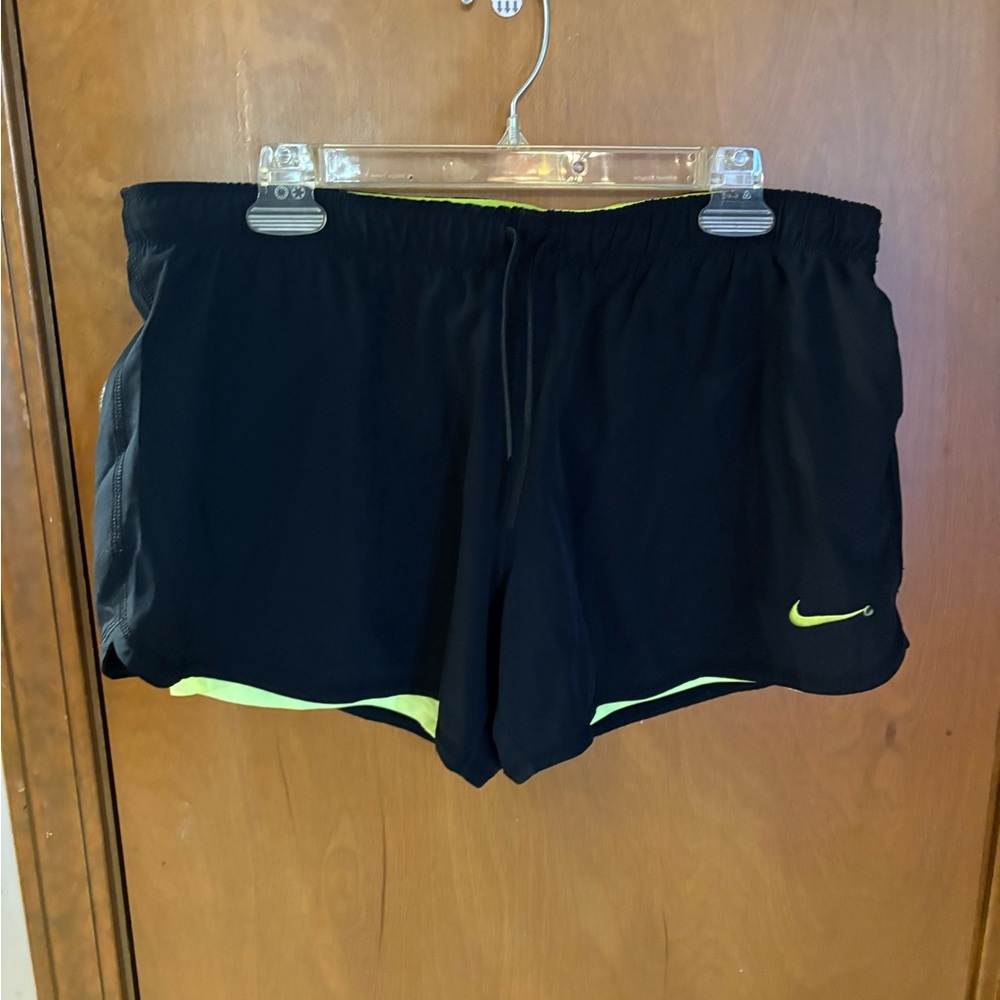 Nike Women's Black and Yellow Athletic Shorts